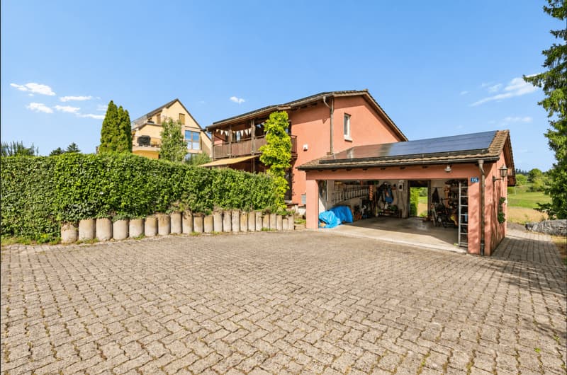 Garagenvorplatz und Garage
