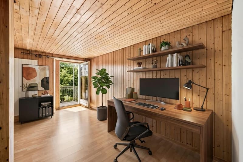 Zimmer mit Balkonzugang (virtuelles Homestaging)