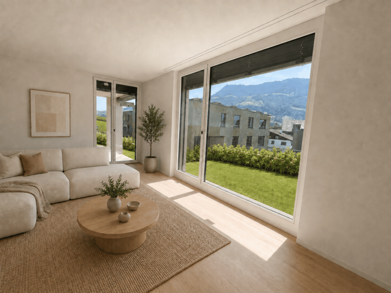 Wohnzimmer mit Blick zur Rigi