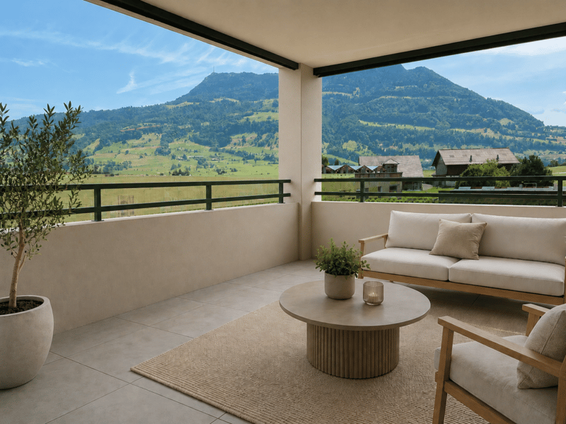 Loggia mit Blick auf die Rigi - zum Greifen nahe