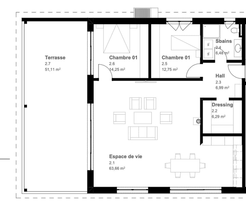 Fétigny, à vendre, attique de 3.5 pièces, 103 m2, terrasse de 51 m2 (3)