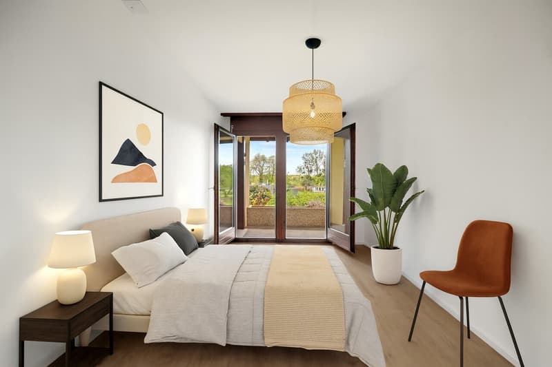 1. OG - Zimmer 2 mit Balkon (Visualisierung) / 1er étage - chambre 2 avec balcon (visualisation)