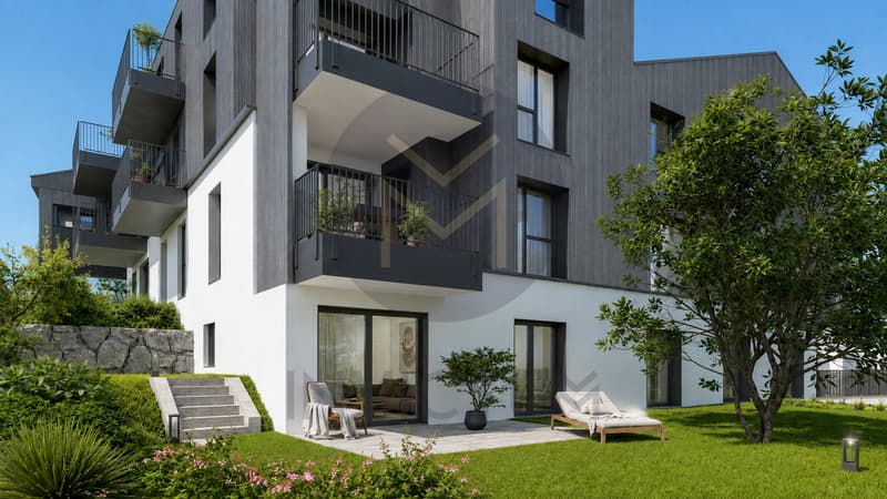 Résidence L'Orée du Moléson / picture of modern apartment building with balconies as part of the new home