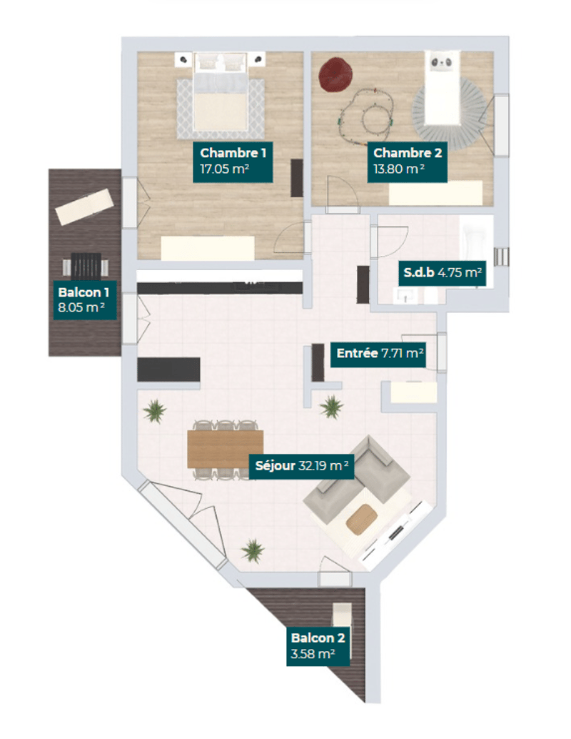 Appartement de 3,5 pièces entièrement rénové avec 2 balcons (7)