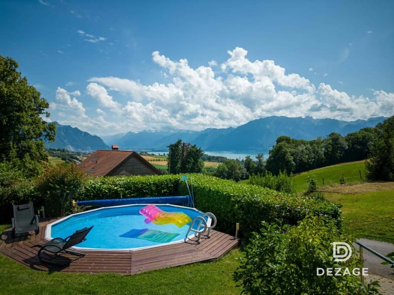 Maison familiale 7.5 pièces de 195 m² : 5 chambres, grand jardin, piscine et vue lac et montagnes à 10min du centre de Vevey (10)