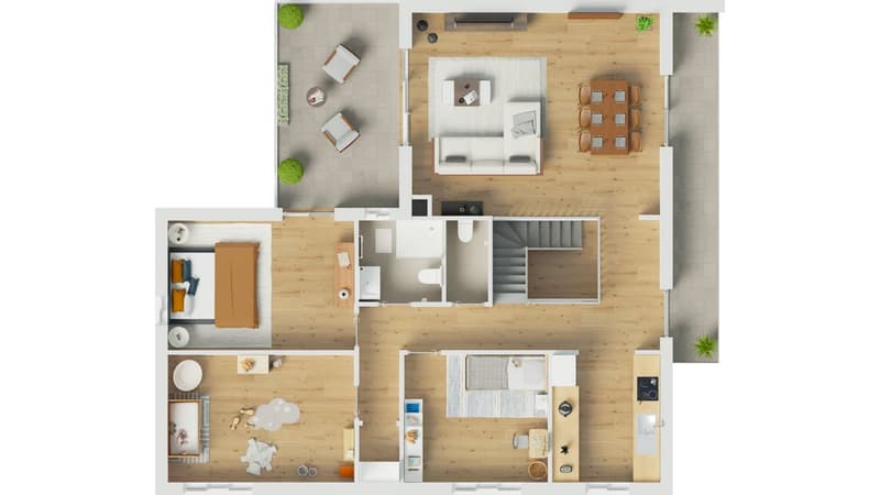 Attic apartment with 4.5 rooms, renovated, with 2 terraces (8)