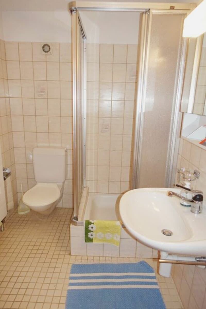 Die zweite Nasszelle mit Dusche und Toilette