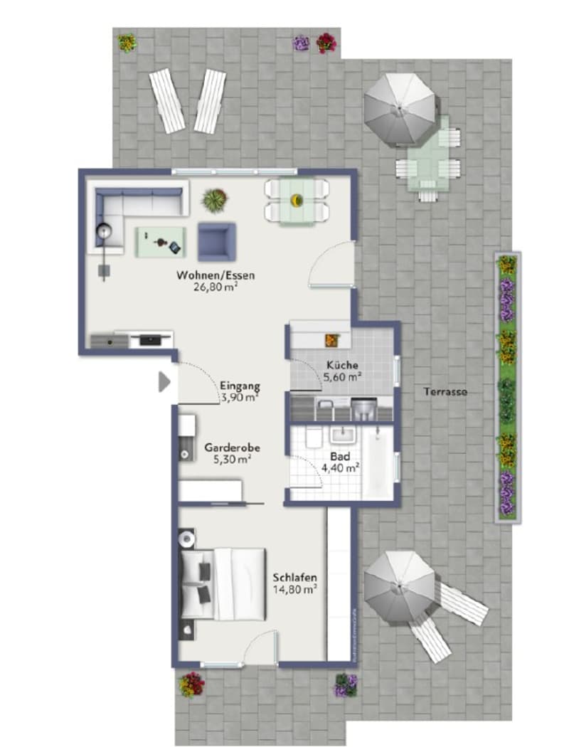 Charmant appartement en attique 2½ pièces avec grande terrasse & vue panoramique à Grub AR (11)