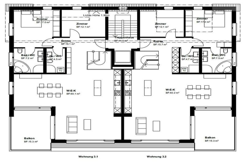 Betrifft die rechte Wohnung Nr. 3.2