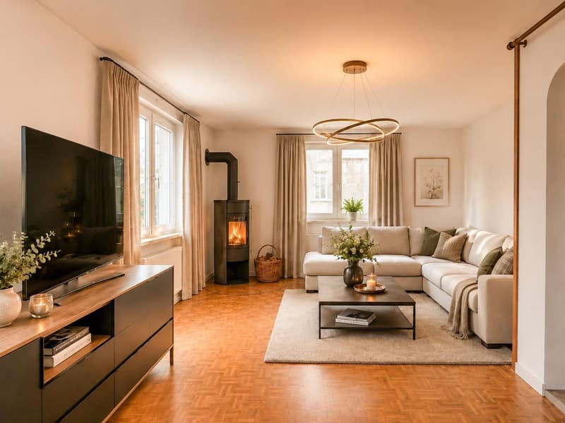Wohnzimmer mit Schwedenofen