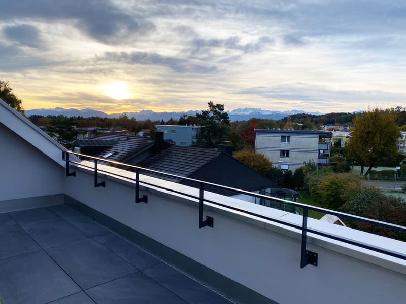 Grosse neue Dachwohnung an zentraler Lage mit Bergsicht, Garage inbegriffen (1)