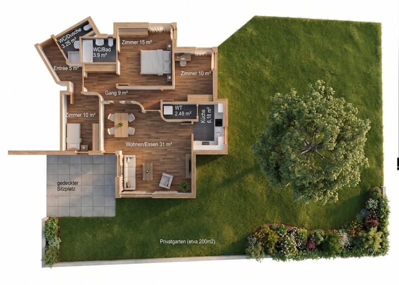 Attraktive 4.5-Zimmerwohnung mit grossem Privatgarten (2)