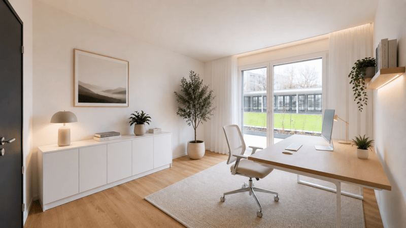 Schlafzimmer 1 "Homeoffice-Stil"
