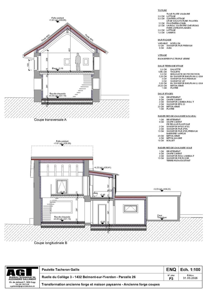 Belmont-sur-Yverdon Village house for sale, loft type with 3 rooms (7)