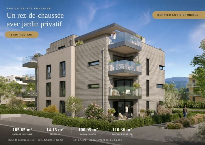 Plus que 1 lot disponible ! Rez-de-chaussée de 4.5 pièces avec grand jardin (1)