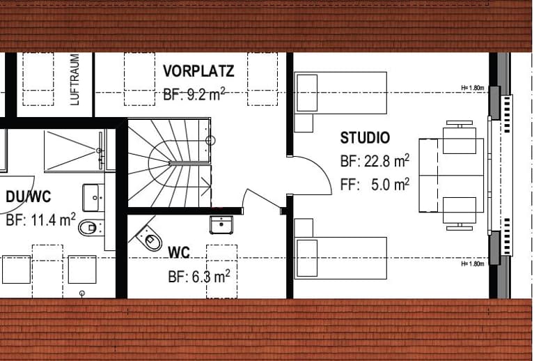 Grundriss oberer Stock