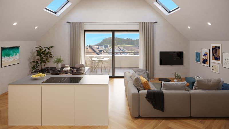 3½-Zimmer-Dachwohnung mit über 4 m Raumhöhe und direktem Liftzugang (2)