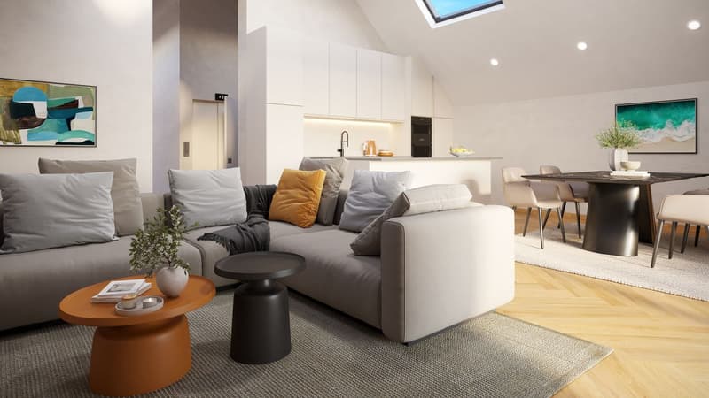 3½-Zimmer-Dachwohnung mit über 4 m Raumhöhe und direktem Liftzugang (3)
