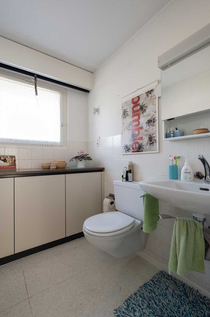 bathroom with toilet, sink, and cabinet