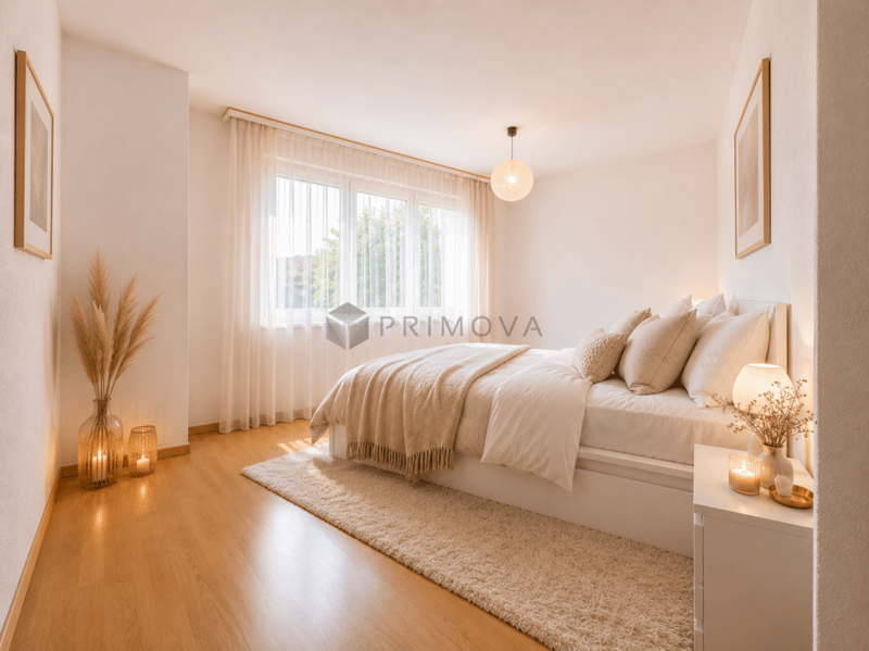 Schlafzimmer zur Westseite ausgerichtet