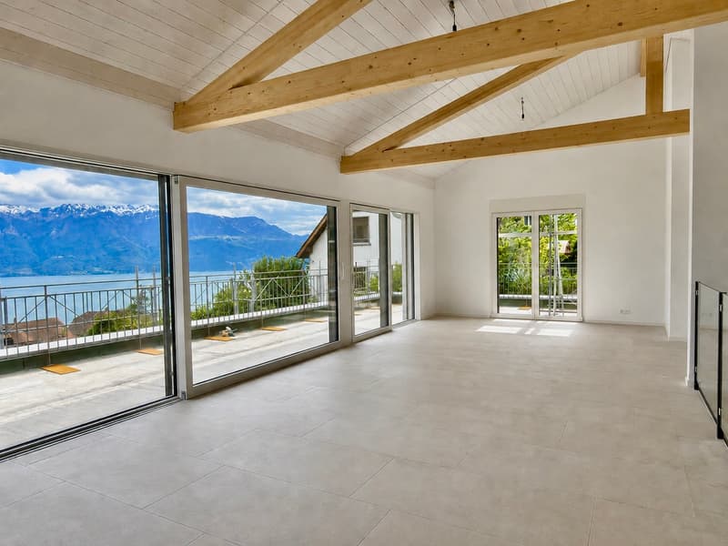 Magnificent new semi-detached villa of 6.5 rooms in Chexbres with lake view. (1)