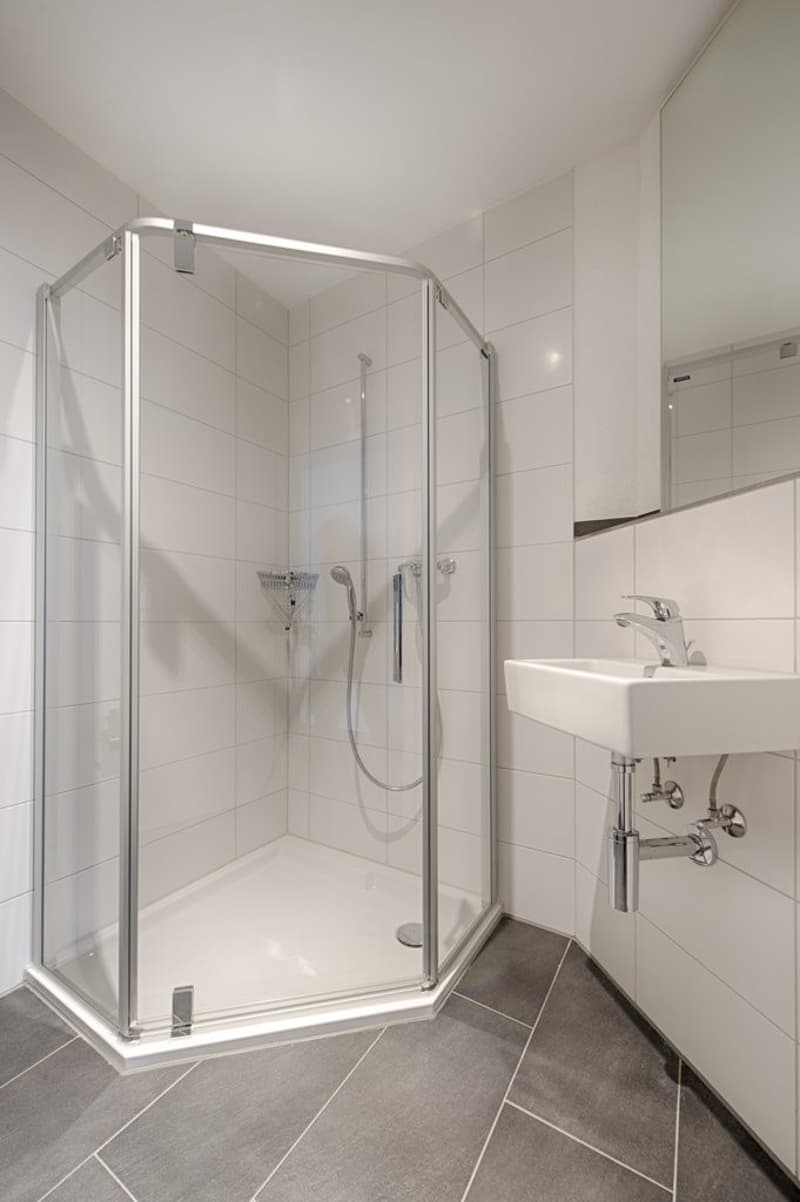 Nasszzelle mit Dusche WC - Musterfoto