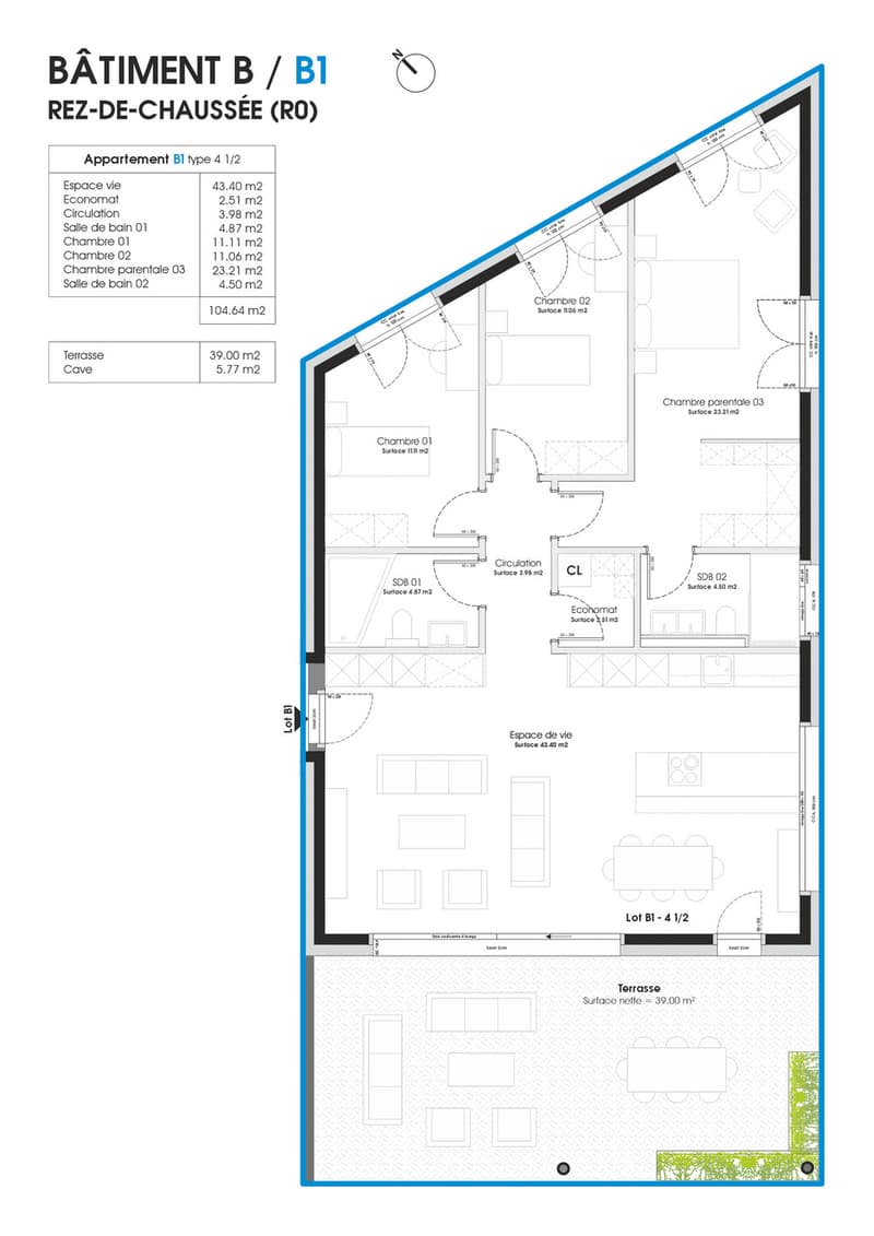 INTYA – Lot B1 | 4.5 pièces au rez-de-chaussée avec extérieur de 39 m² (11)