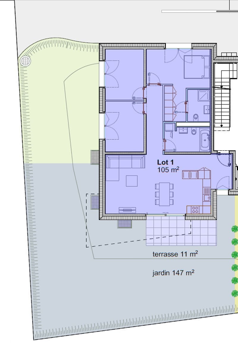 Appartamento di 4,5 locali al piano terra con parcheggio sotterraneo   LOT 1 (10)