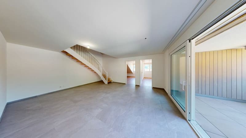 First-time occupancy! Exclusive 3.5-room maisonette apartment with large gallery & view (6)