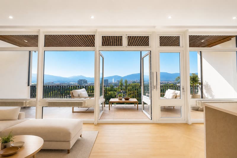 RARE: exceptionnel 5.5 pièces avec vue panoramique Genève/unique 3 bedroom unit overlooking Geneva (1)