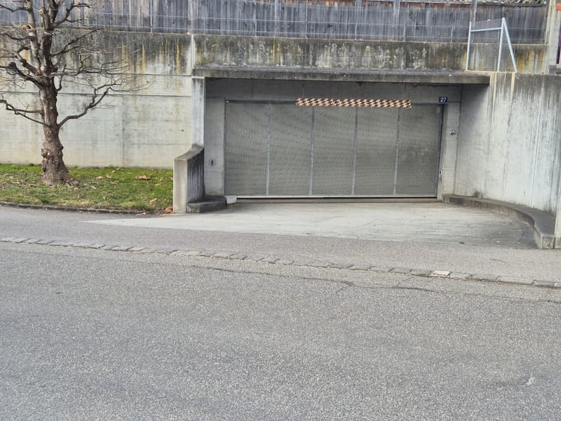Entrance of the garage, closed shutter