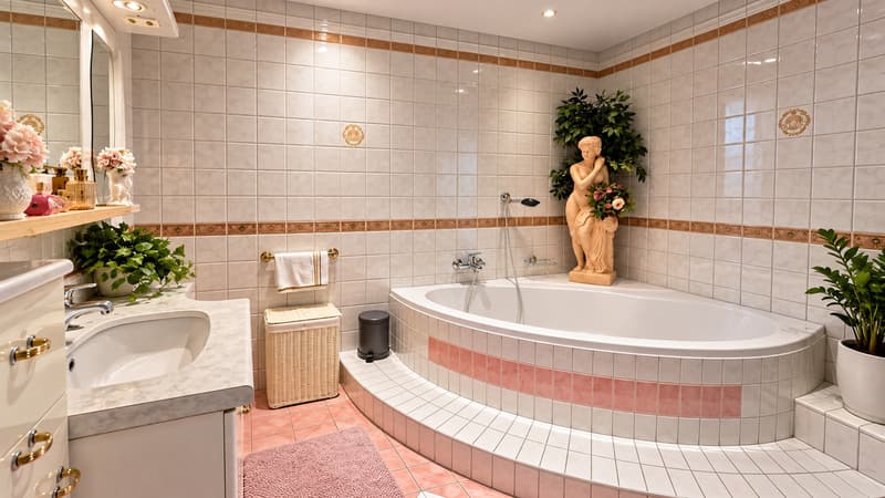 Salle d'eau avec baignoire
