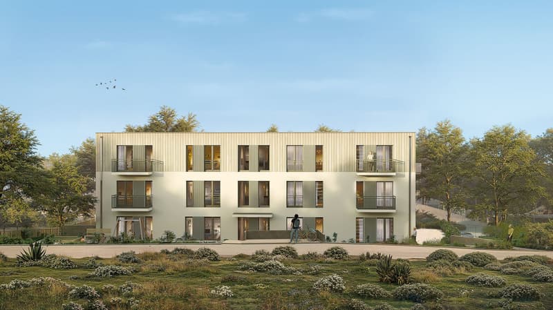 modern apartment building with balconies and windows