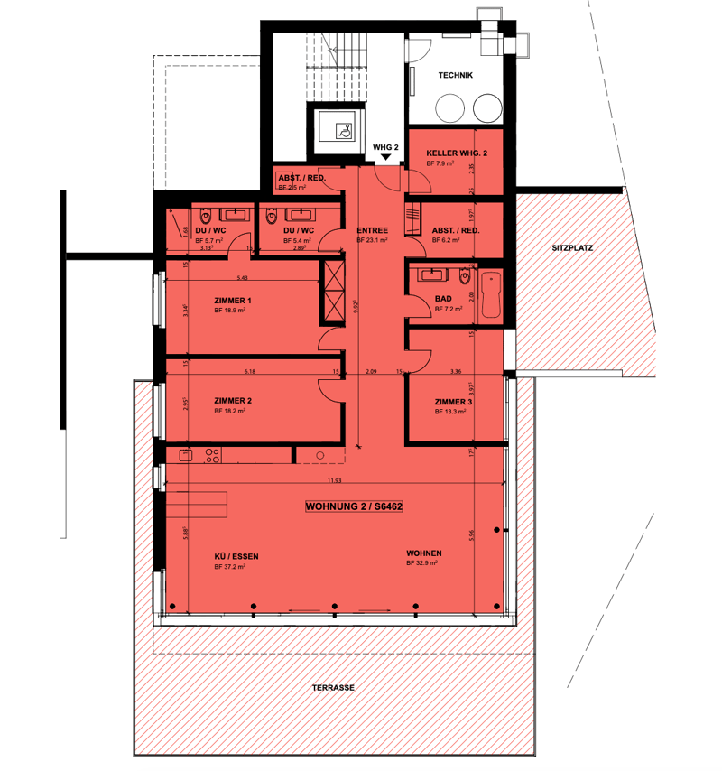 3 bedrooms, 2 bathrooms, kitchen, living room, terrace