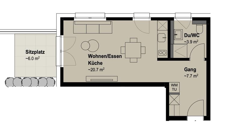 Neubauprojekt – 1.5 Zimmerwohnung/Studio zu vermieten (3)