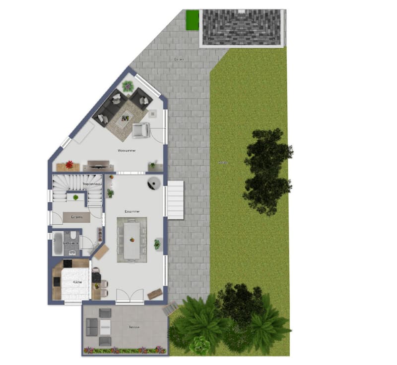 Grundriss mit Garten