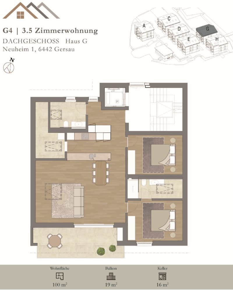 Appartement lumineux, neuf et luxueux de 3½ pièces (G4) au dernier étage avec grand balcon (13)