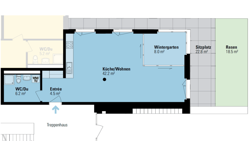 Moderne und grosszügige 1.5-Zimmerwohnung im EG mit Wintergarten (8)