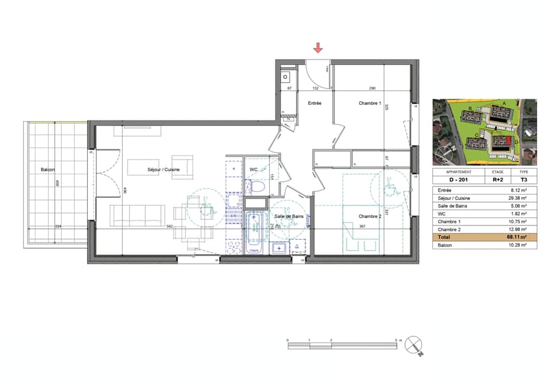 Recent T3 with terrace and Mont-Blanc view High standard and parking spaces ! (9)