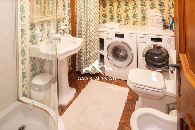 Bathtub, sink, toilet, washing machine, dishwasher, floor mats, tiled walls