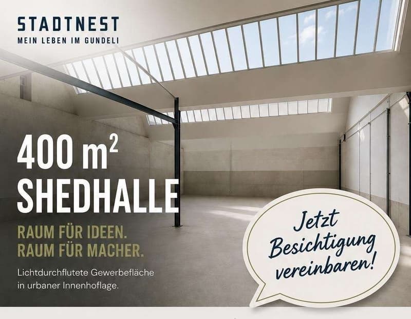 Shedhalle inmitten der Stadt mit eigenem Innenhof