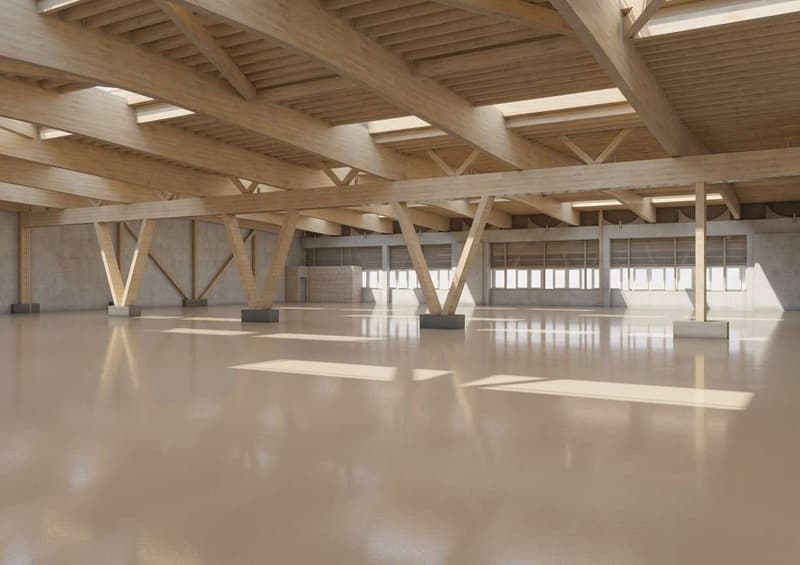 Visualisierung Halle im Grundausbau nach Sanierung 2