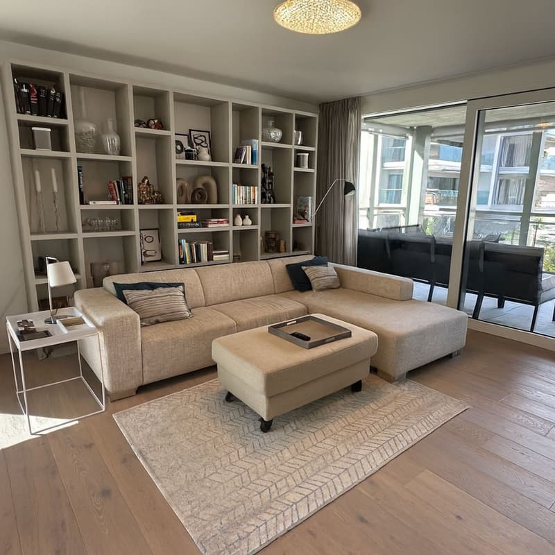 Wohnzimmer mit Terrassenaussicht