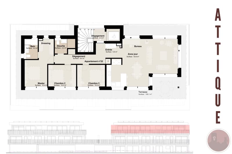 Attika neu von Ausnahme mit 4,5 Zimmern und Terrasse von 109 m2 (3)