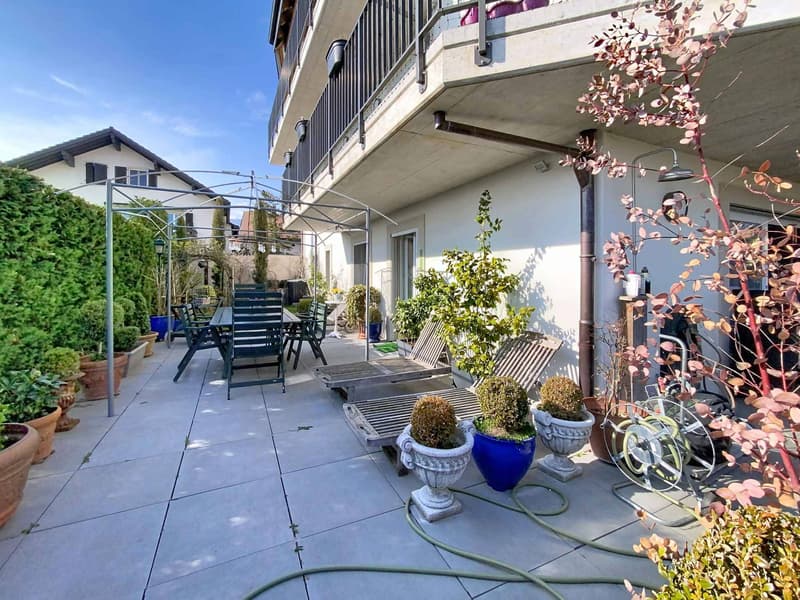 SUPERB APARTMENT WITH LARGE GARDEN, TERRACE AND VIEW OF THE LAKE AND THE ALPS (3)