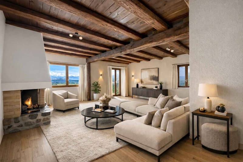Beautiful village house renovated with charm, volumes and view of the Alps (9)