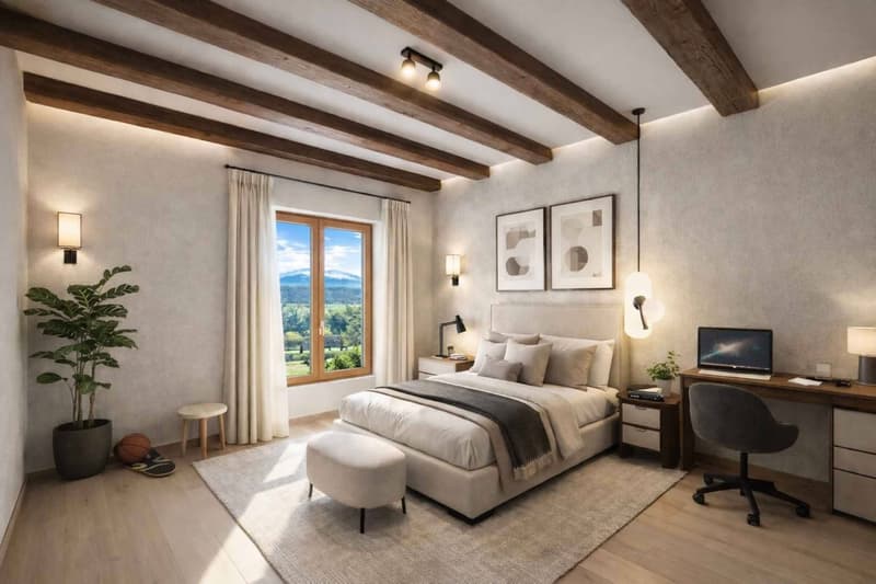 Beautiful village house renovated with charm, volumes and view of the Alps (11)