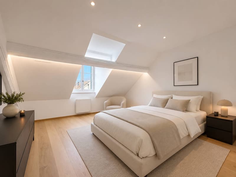 In the village center, 153 m2 attic with character (4)
