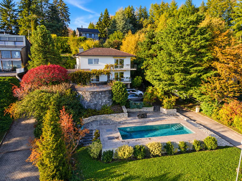 Villa avec piscine sur une parcelle de 1'654 m², vue lac et Alpes (1)