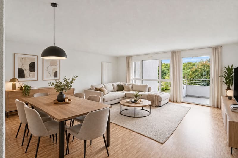 Lumineux 4.5 avec terrasse, cave et parking intérieur avec prise (1)